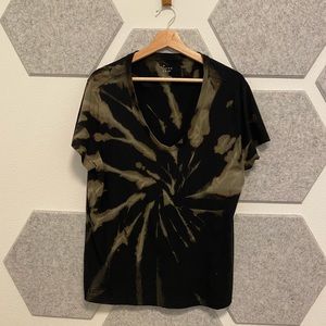 XXL a new day Black Bleached Tie Dyed Shirt grey v neck short sleeve